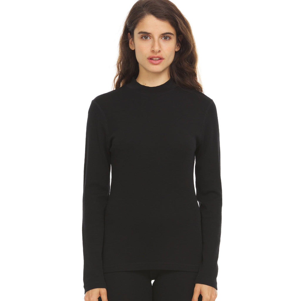 Midweight - Women's Long Sleeve Mock Neck 100% Merino Wool