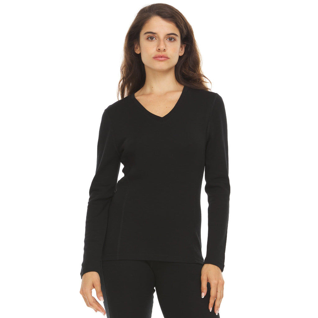 Midweight - Women's Long Sleeve V-Neck 100% Merino Wool