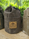 Handcrafted Waxed Canvas Cedar Bucket Bag with Outside Pockets