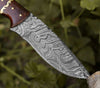 Fang Damascus Camp Knife with Rose Wood Handle