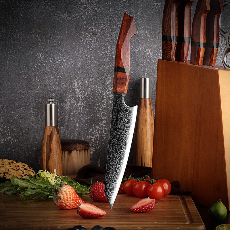 Aerona VG10 Pro Chef Knife with Exotic Red Sandal Wood Handle