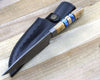 Cobalt Damascus Chef Knife with Leopard Wood and Turquoise Handle