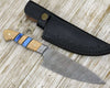 Cobalt Damascus Chef Knife with Leopard Wood and Turquoise Handle