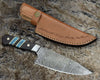 Epicurian Damascus Chef Knife with Exotic Wenge Wood & Turquoise Handle