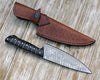 Noble 6" Damascus Chef Knife with Exotic Wenge Wood Handle & Leather Sheath