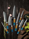 Classic Professional VG10 8-Pcs Damascus Knife Set with Exotic Olive Burl Wood & Resin Handle