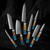 Classic Professional VG10 8-Pcs Damascus Knife Set with Exotic Olive Burl Wood & Resin Handle