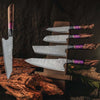 Elite Series VG10 Damascus Knife Set with Exotic Rose Wood Handle