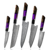 Elite Series VG10 Damascus Knife Set with Exotic Rose Wood Handle