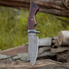 Bolt Damascus Custom Hunting Knife with Exotic Rose Wood Handle