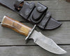 Carve Engraved Damascus Hunting Knife with Exotic Rose Wood Handle