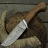 Clemence Damascus Engraved Hunting Knife with Exotic Rose Wood handle & Sheath