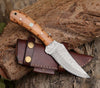 Cutlass Damascus Knife with Exotic Olive Wood Handle