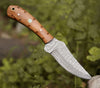 Cutlass Damascus Knife with Exotic Olive Wood Handle