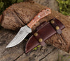 Cutlass Damascus Knife with Exotic Olive Wood Handle