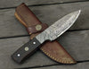 Karma Damascus Skinning Knife with Exotic Wenge Wood Handle