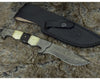 Kopesh Damascus Steel Engraved Hunting Knife with Bone & Horn Handle