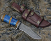 Lightbane Damascus Big Game Hunting Knife with Bone, Olive Wood Handle & Sheath