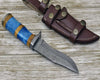 Lightbane Damascus Big Game Hunting Knife with Bone, Olive Wood Handle & Sheath