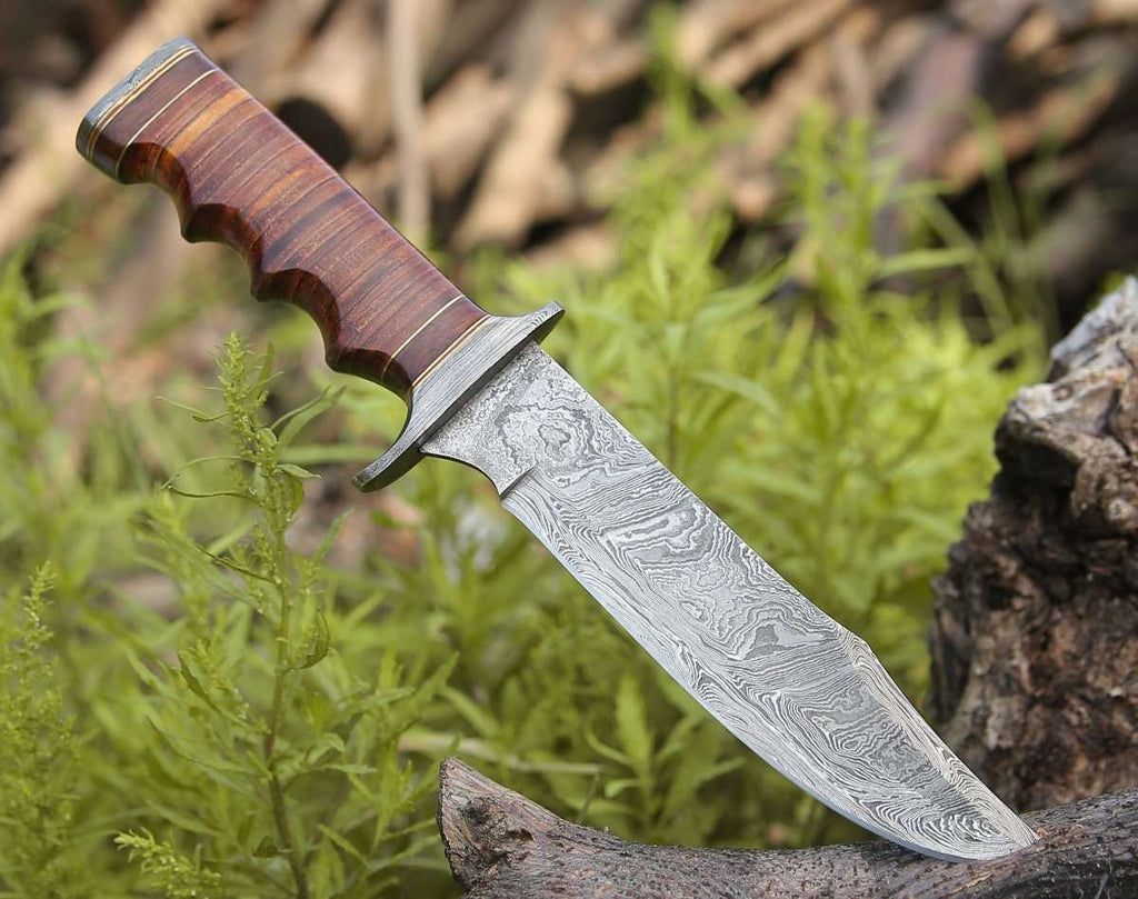 Flux Bowie Knife with Stacked Leather Handle