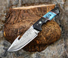 Evoke Damascus Knife with Horn & Turquoise Handle