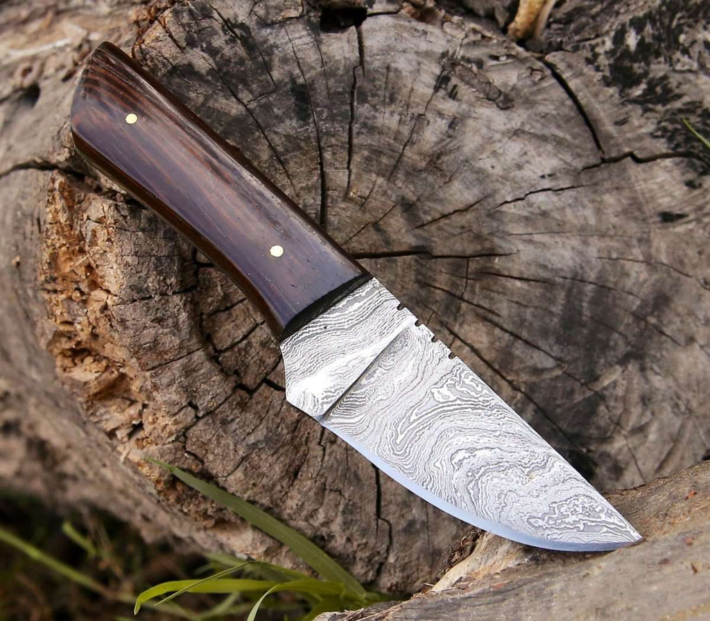 Legacy Damascus Skinning Knife with Exotic Wenge Wood Handle