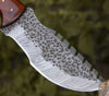 Crest Damascus Tracker Knife with Exotic Rose Wood and Horn Handle