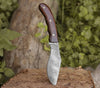 Huntsman Damascus Kukri Knife with Exotic Rose Wood Handle