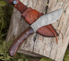 Huntsman Damascus Kukri Knife with Exotic Rose Wood Handle