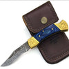 Expedition Damascus Pocket Knife with Pakka Wood Handle