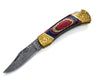 Expedition Damascus Pocket Knife with Pakka Wood Handle