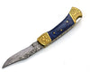 Expedition Damascus Pocket Knife with Pakka Wood Handle