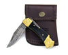 Expedition Damascus Pocket Knife with Pakka Wood Handle