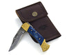 Expedition Damascus Pocket Knife with Pakka Wood Handle