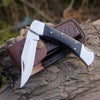 Pocket Knife with Exotic Bull Horn Handle & Sheath Personalized