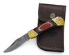 Expedition Damascus Pocket Knife with Pakka Wood Handle