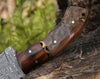 Blast Damascus Tracker Knife with Ram Horn Handle