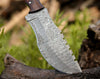 Blast Damascus Tracker Knife with Ram Horn Handle