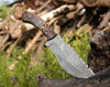 Blast Damascus Tracker Knife with Ram Horn Handle