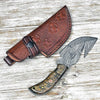 Cyclone Damascus Gut Hook Knife with Ram Horn handle