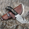 Cyclone Damascus Gut Hook Knife with Ram Horn handle