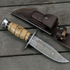 Frontier Damascus Military Knife with Exotic Olive Wood Handle