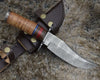 Fusion Damascus Hunting Knife with Stacked Leather handle