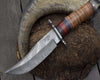 Fusion Damascus Hunting Knife with Stacked Leather handle