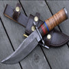 Fusion Damascus Hunting Knife with Stacked Leather handle