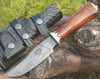 Holy Defender Damascus Hunting Knife with Exotic Rose Wood Handle