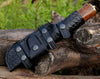 Holy Defender Damascus Hunting Knife with Exotic Rose Wood Handle