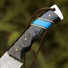 Inferno Damascus Steel Knife with Ram Horn & Turquoise Handle