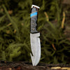 Inferno Damascus Steel Knife with Ram Horn & Turquoise Handle