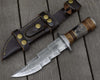 Kris Damascus Hunting Bowie Knife with Exotic Rose wood & Bone handle